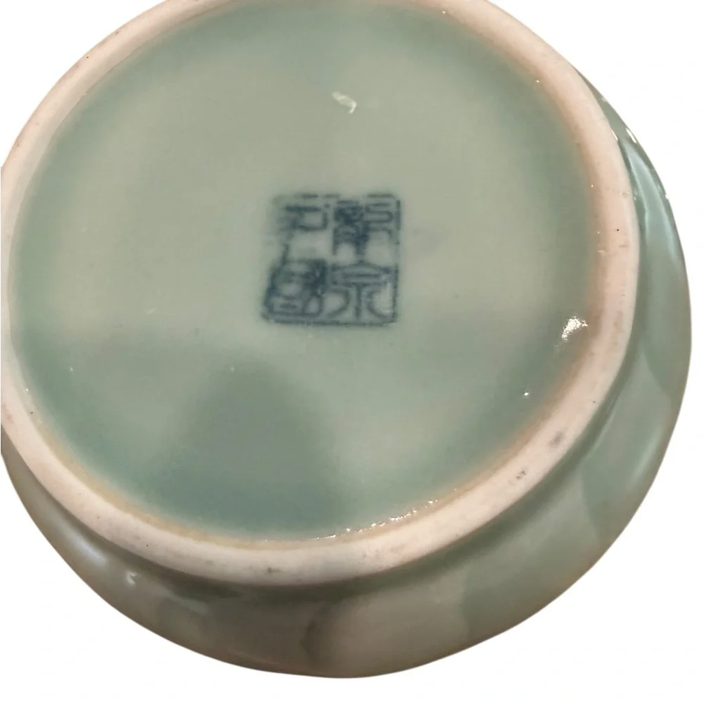 Lonqquan Celadon Koi Fish Creamer and Sugar Bowl Set Jade Green Glazed Vintage